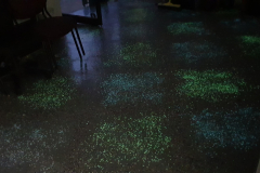 Glow in dark flake tule finish at reception area