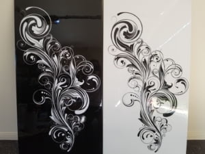 Decorative epoxy paint Finish of floral art black and white 