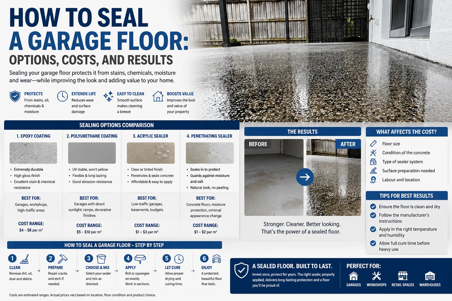 How to Seal a Garage Floor: Options, Costs, and Results